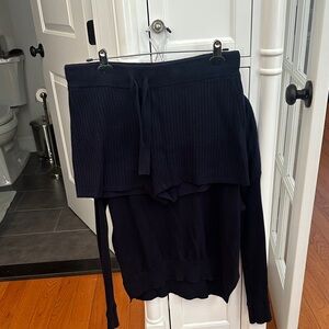 Splendid Navy Knit Two-Piece Lounge Set - Sweater & Shorts
